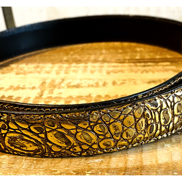 Vintage Nanni Goldtone Designer Belt Rhinestone Buckle Made in Italy Sz 85 US 34 - Picture 7 of 15